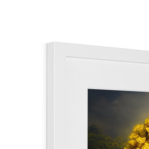 A picture of gold frames standing next to a photo frame by a window.