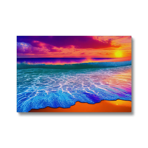 Art print picture of a wave and a colorful blanket near the ocean.