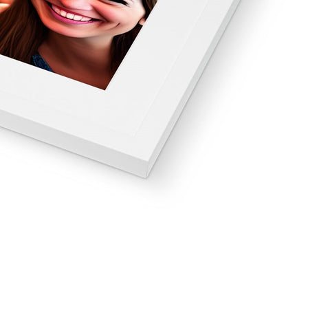 A picture frame with a close up of a person with a smile on their face.