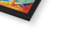 A frame with an art print on it is placed on a table