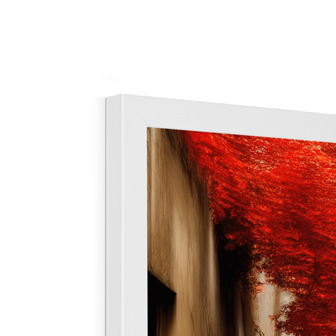Red photo book hanging on a wall with a large picture of an imac in it