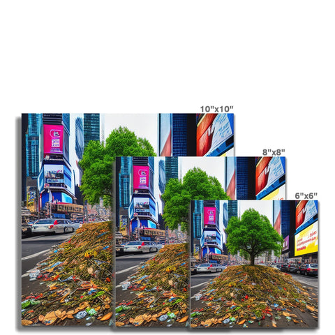 Two large print pictures displayed at a single point in a multi-colored advertisement.