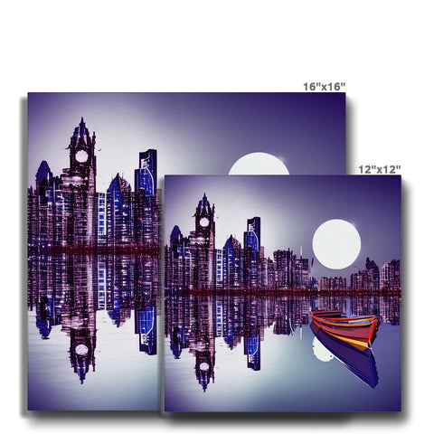 Two gold post cards featuring images of the Big Ben and London skyline on a coffee table