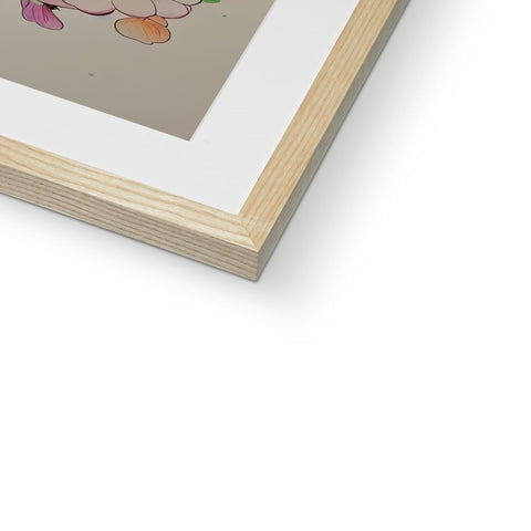 A picture frame wrapped in wood with a flower on it.