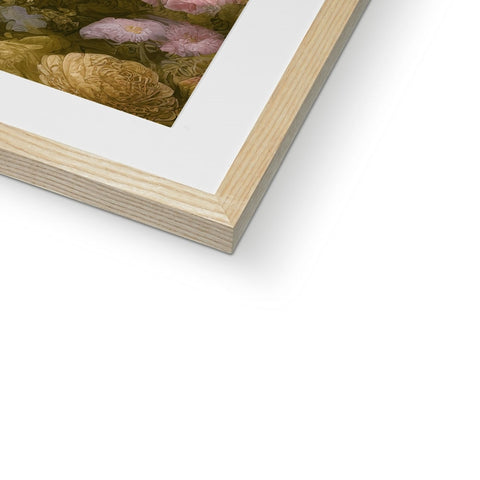 An art print sitting on top of a wooden frame