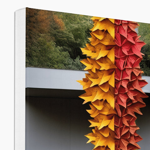 An open book filled with photos of fall leaves in a large folder.