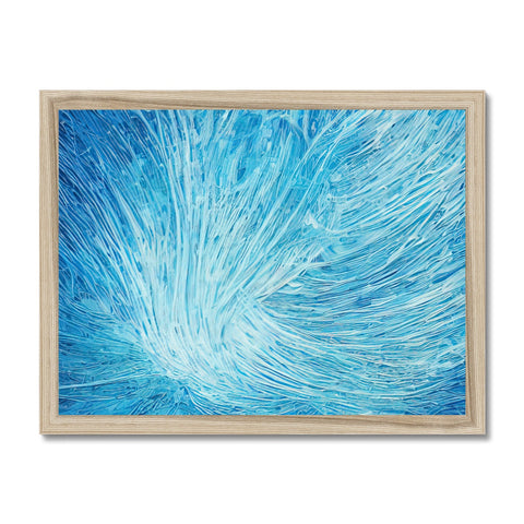 A large painting of a wave with a wave on a white piece of wood on it