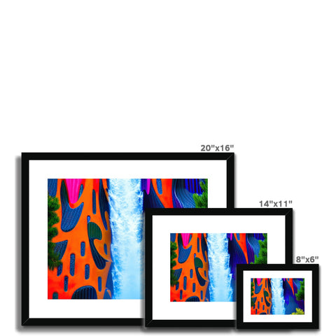 a picture of three different images hanging in a row on table and a wooden frame with