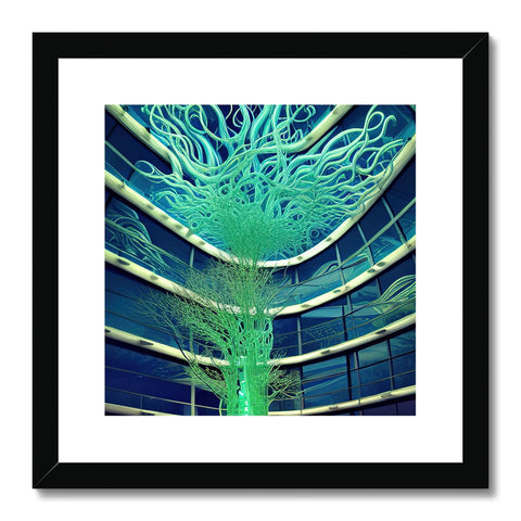 Art print of a house tree growing out of a tall grass field.