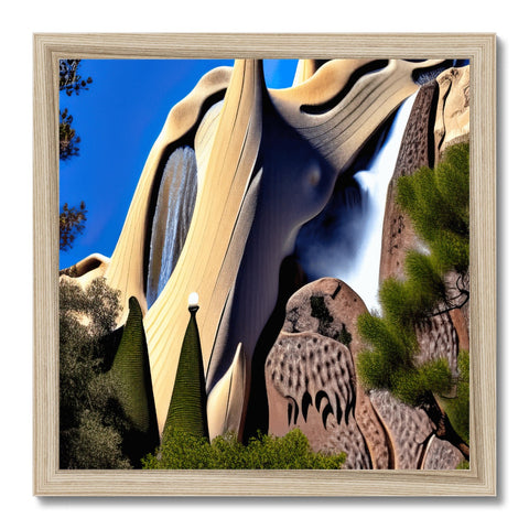 A large waterfall sitting alone in a desert valley with a waterfall running down the side of