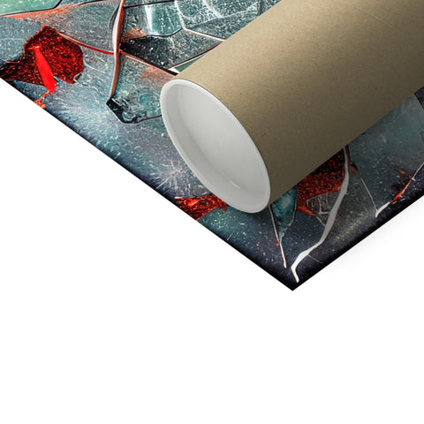 A sheet of tote paper is wrapped around a toilet paper roll on a table.