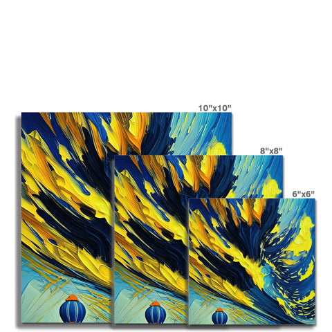 Art prints are in many colors showing a picture of sailing boats and waves.