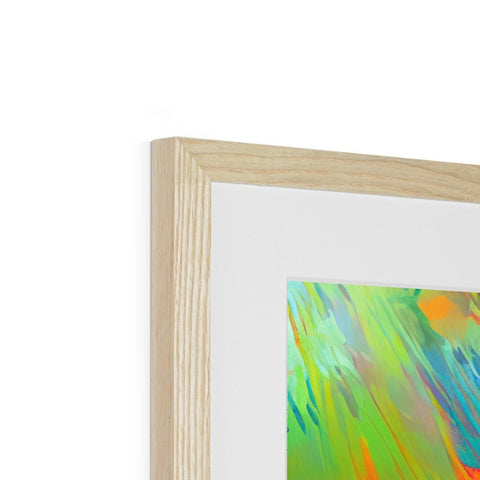 Art print sitting on top of a picture frame of abstract art.