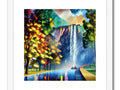 The art print is large with a waterfall and a waterfall.