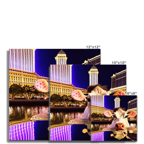 A large picture of Las Vegas is shown on white cards.