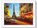 Art print of a red and white picture of a statue of the Eiffel Tower