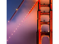 A picture of a bridge in the fog with a picture of golden gate.