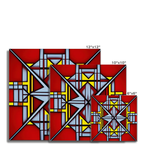 A tile tile design with a cross and several triangles on it.