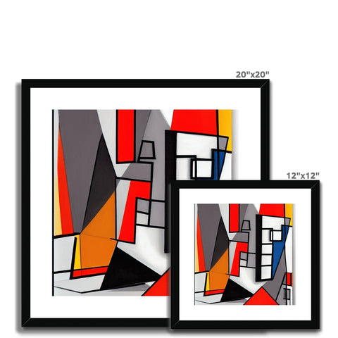 The three art prints are grouped in a room with some different shapes.
