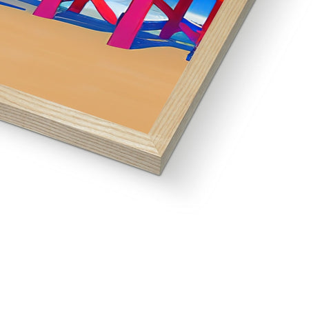 A picture of a wooden frame with two popsicle sticks on a table.
