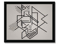 Art print with a small handprint painting that has a geometric design