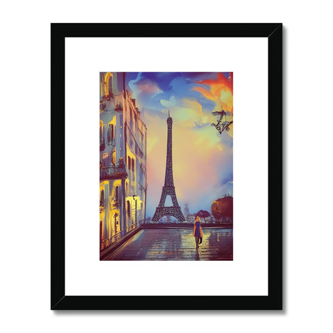 An art print of the Eiffel Tower on a wall frame standing close to Paris