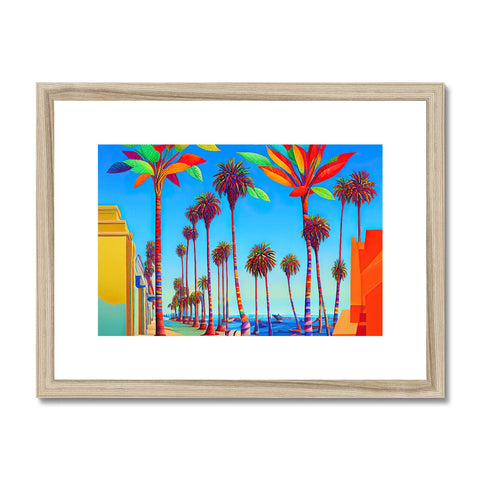 This beautiful art print is showing a beach with lots of palm trees