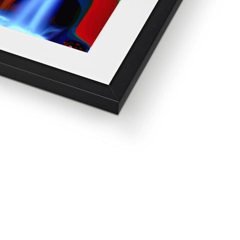 An artistic picture of an abstract picture sitting on top of a frame.