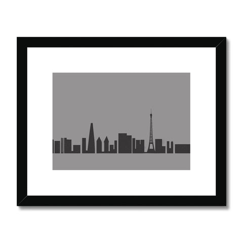 An art print showing a skyline with buildings on it.