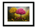 Art print of a beautiful tall flowering tree and tree with flowers in the background.