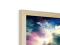 A picture frame that has artwork on it with wood on it.