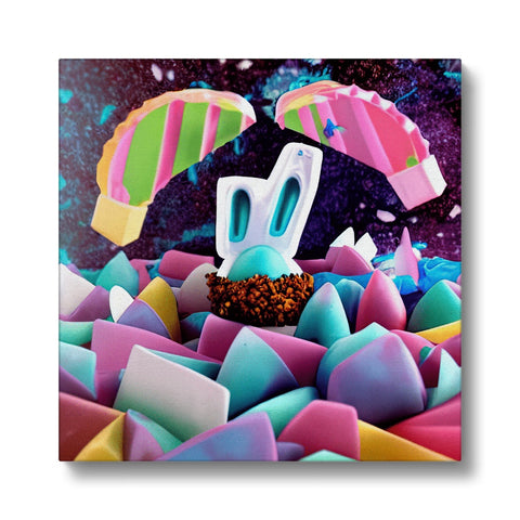 a bunny is sitting on top of a flower on a rock n' roll album cover