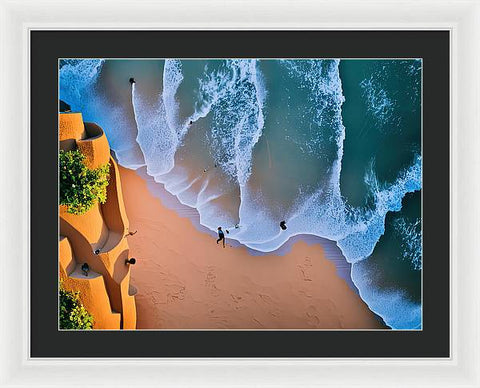 Waterfall Surfing and Ocean Living - Framed Print