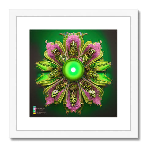 a colorful paper art print with the word green floret cut into a frame