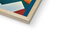 A wooden frame is placed on top of a book covered in an abstract painting.