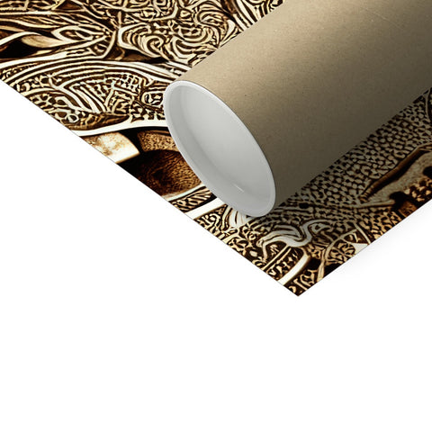 an ornamental paper roll with white paper and silver foil around it