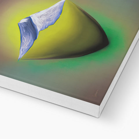 A folded paper with a painting on it sitting on top of a laptop computer on a