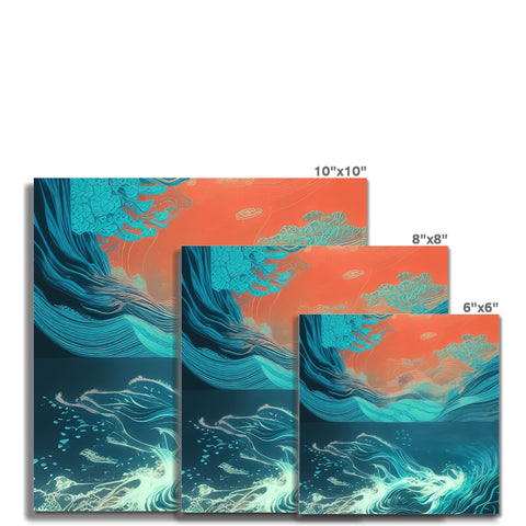 A row of ceramic tile are a view of the ocean is shown in the night from