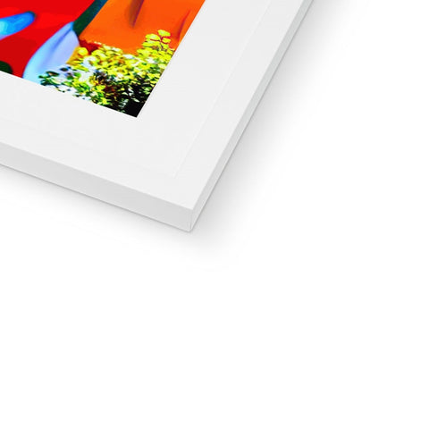 A colorful print has two photos on a white background.