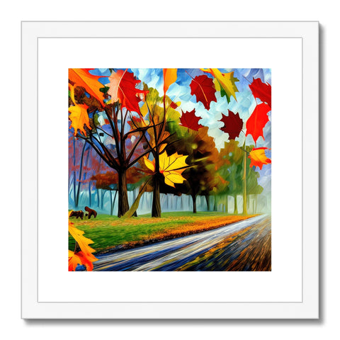a piece of art printed in a wood painting of beautiful fall foliage