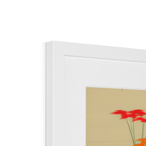 A picture frame with a close-up of a flower in the back of it.