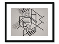 A geometric design design in the center of a framed artwork on a piece of paper on
