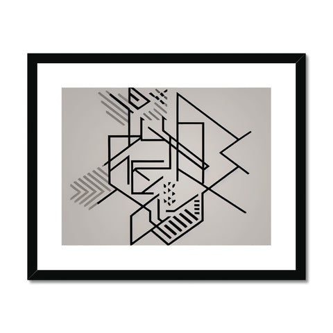 A geometric design design in the center of a framed artwork on a piece of paper on