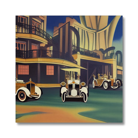 a place mat painted with a picture of one of the cars in the scene