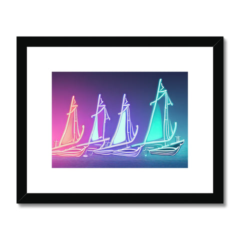 A group of white and white sailboats cruising on the water with sailboats in the