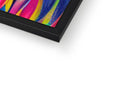 A picture frame that is painted with different colors at the right of the frame