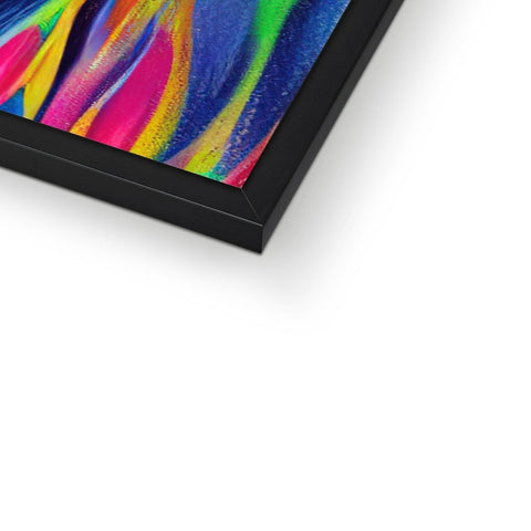 A picture frame that is painted with different colors at the right of the frame