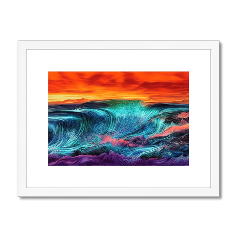 Art print of a sea a large wave breaking on top of the water in the ocean