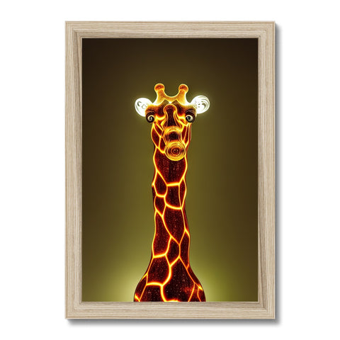 An exhibit display that has a giraffe standing with all its eyes focused towards the sun