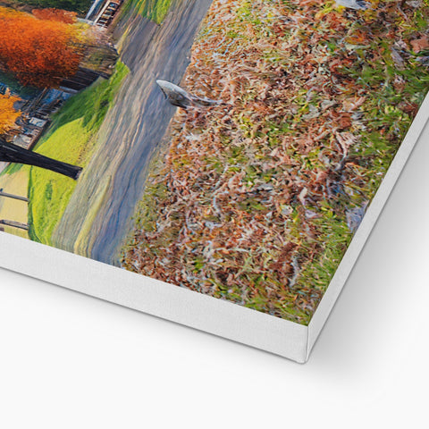 Art print of a photo of a blue mountain on a wooden fence.